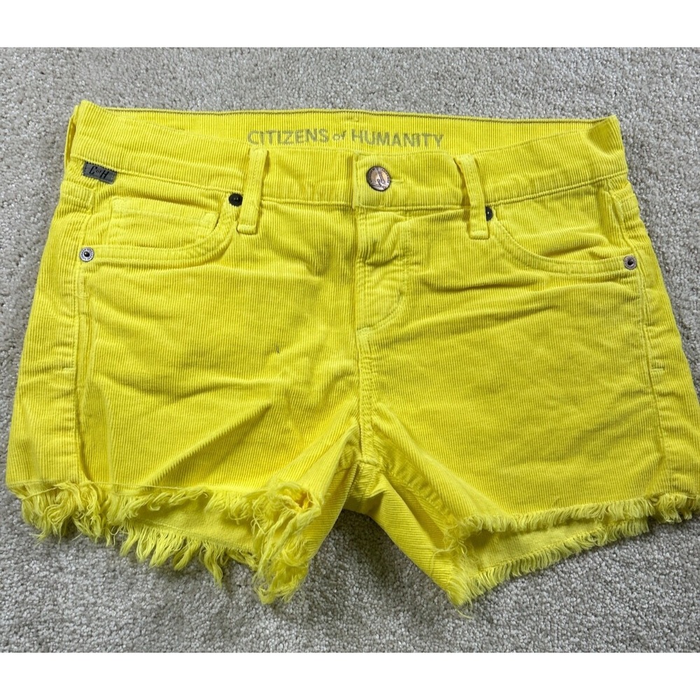 Citizens Of Humanity C Of‎ H Size 26 Yellow Cut Off Shorts Frayed Hem Corduroy